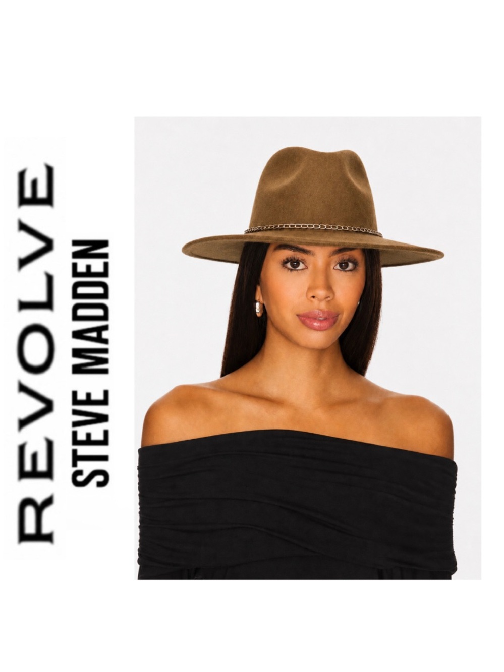 Revolve x Steve Madden Olive Green Wool Gold Chain Fedora NWOT